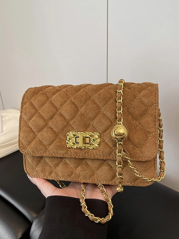 Women Quilted Diamond Lattice Chain Crossbody Bag Vintage PU Leather Shoulder Bag With Gold Hardware Small Square Bag