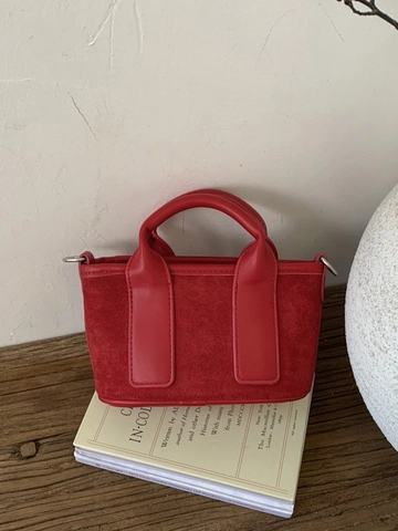 Bolso de Cubo Mini de Gamuza Esmerilado Retro para Mujer Moda Empalme Bolso de Mano Bandoulière Con Cremallera Tote Pequeño