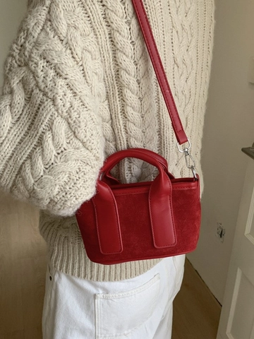 Bolso de Cubo Mini de Gamuza Esmerilado Retro para Mujer Moda Empalme Bolso de Mano Bandoulière Con Cremallera Tote Pequeño