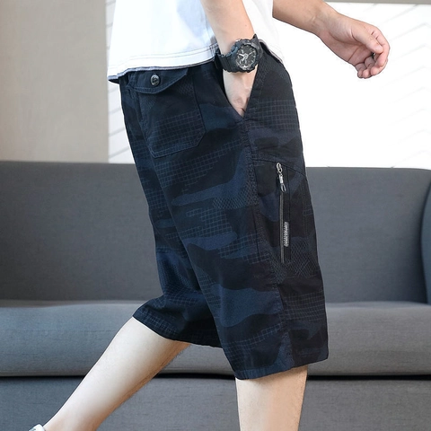 Herren Casual Camouflage Cargo-Shorts Lockere Passform Multi-Taschen Atmungsaktive Baumwolle Sommer Strand Shorts Herren Hose