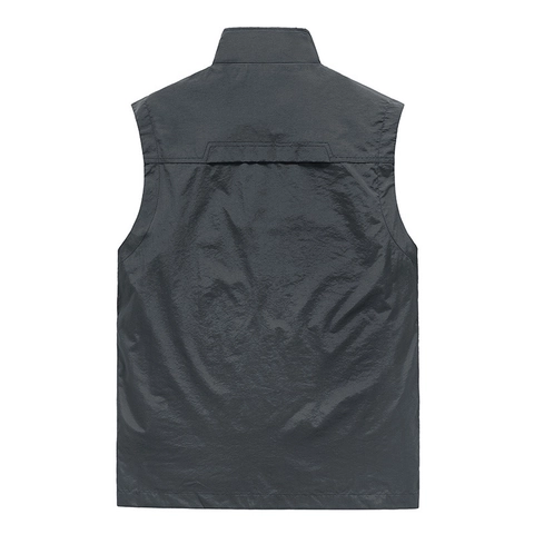 Chaleco Multibolsillos al Aire Libre para Hombre Secado Rápido Pesca Fotografía Chaleco Cuello Alto Chaqueta Cargo Tallas Grandes
