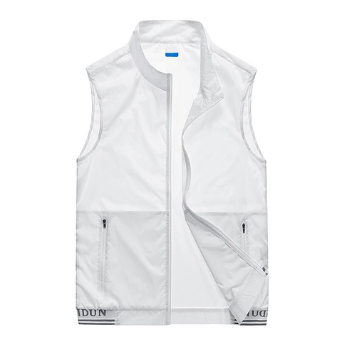Gilet Sportivo da Uomo All'aperto Leggero Traspirante Colletto in Piedi Cerniera Giacca Senza Maniche Casual Asciugatura Rapida