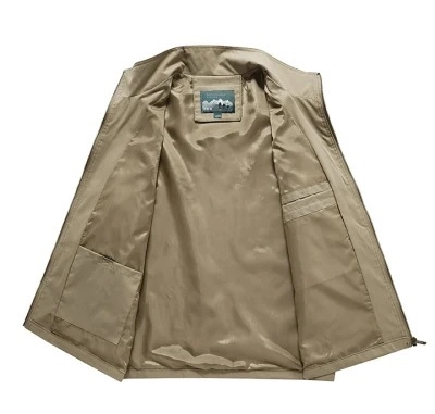 Chaleco Utilitario al Aire Libre para Hombre Multibolsillos Secado Rápido Chaleco de Fotografía Pesca Cuello Alto Chaleco Casual Ligero