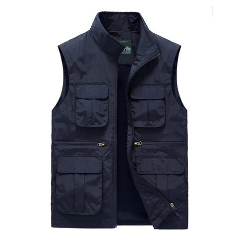 Men Outdoor Cargo Vest Lightweight Multi Pocket Fishing Waistcoat Sleeveless Jacket Breathable Mesh Lining Casual Utility Top