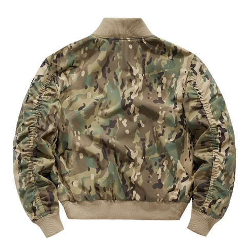 Giacca Bomber Tattica MA-1 da Uomo Antivento in Nylon Militare Flight Pilot Multi-Tasche Mimetico Tinta Unita