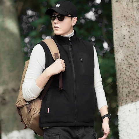 Outdoor Herren Utility Wendejacke Mit Fleece Gefütterte Weste Mit Mehreren Taschen Stehkragen Winddicht Warm Slim Fit Cargo Gilet