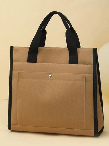 Borsa a Mano Tote in Tela di Grande Capacità per Donna Borsa a Tracolla Minimalista Casual per Pendolari Con Tasche Multiple