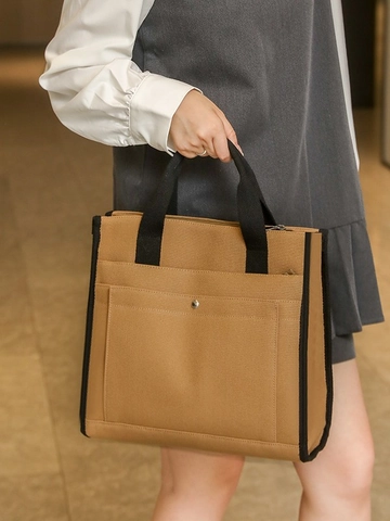 Borsa a Mano Tote in Tela di Grande Capacità per Donna Borsa a Tracolla Minimalista Casual per Pendolari Con Tasche Multiple