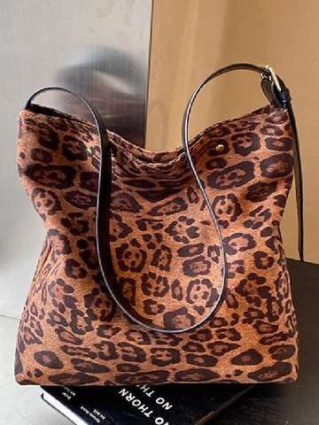 Damen Leopardenmuster Große Kapazität Tote Bag Mode PU Leder Hobo Umhängetasche Vintage Pendeln Handtasche Umhängetasche