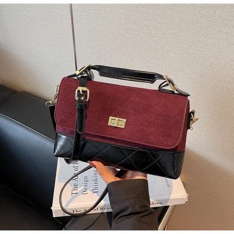 Vintage Gesteppte Quadratische Tasche Damen PU Leder Spleißen Frost Umhängetasche Mit Metallschloss Elegante Schultertasche