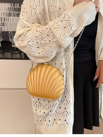 Mode Acryl Muschelform Umhängetasche Für Damen Koreanisch Stil Metallkette Schultertasche Glänzend Abend Clutch Tasche