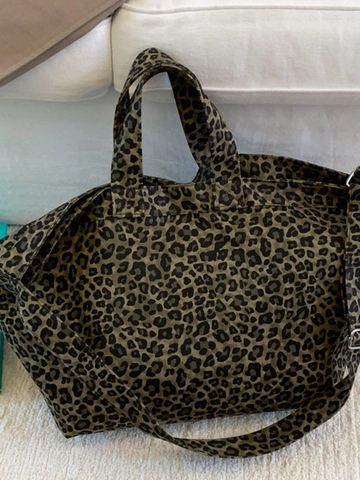 Große Kapazität Damen Leopard Camouflage Segeltuch Tote Umhängetasche Minimalistisch Lazy Style Schultertasche Shopping Bag