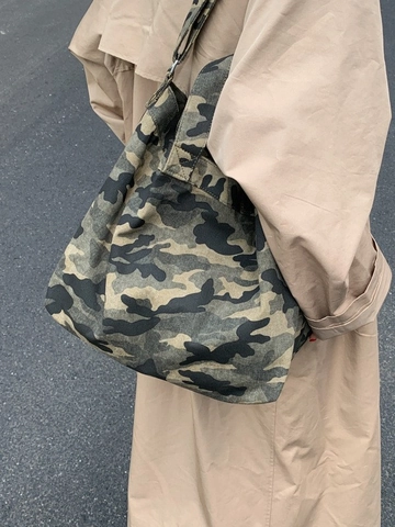 Große Kapazität Damen Leopard Camouflage Segeltuch Tote Umhängetasche Minimalistisch Lazy Style Schultertasche Shopping Bag