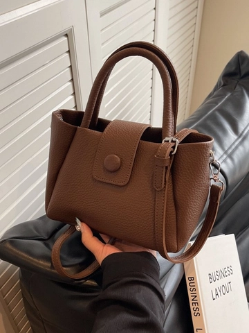 Women Minimalist PU Leather Bucket Bag Lychee Texture Handbag With Adjustable Strap Crossbody Shoulder Bag For Daily Commute