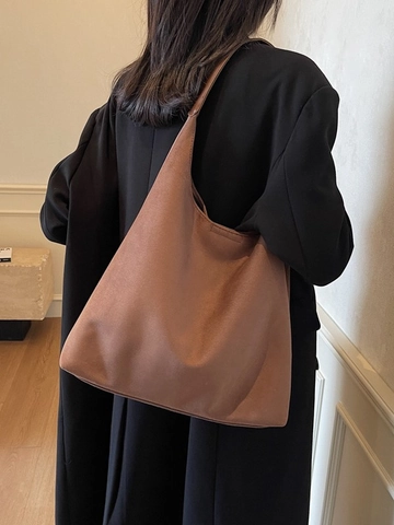 Damen Retro Matt PU Leder Tragetasche Mit Großer Kapazität Minimalistische Hobo Schultertasche Für Büro Pendeln Handtasche