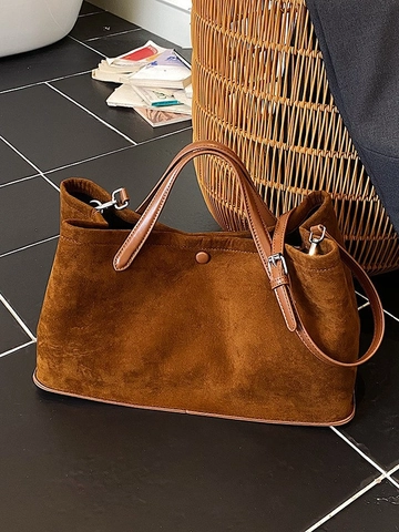Borsa Tote Donna Grande Capacità PU Opaco Testura Scamosciata Borsa a Tracolla Vintage Casual Viaggio Per Abbinamento Quotidiano