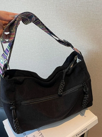 Damen Cord Umhängetasche Mit Ethnischem Buntem Gewebtem Riemen Lässige Vintage Knödeltasche Schultertasche Einkaufstasche Für Alltag