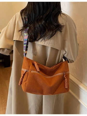 Damen Cord Umhängetasche Mit Ethnischem Buntem Gewebtem Riemen Lässige Vintage Knödeltasche Schultertasche Einkaufstasche Für Alltag