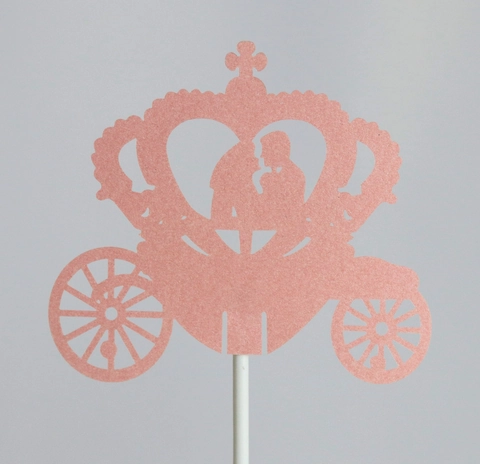 Decorazione per Torta in Carta Perlata Luccicante Taglio Laser Con Bastoncino Carrozza di Zucca Colibrì per Matrimonio Festa di Compleanno