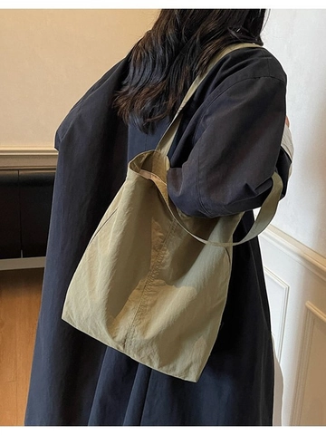 Bolso Tote de Lona para Mujer Gran Capacidad Casual Color Sólido Bolso de Hombro para Compras Trabajo Escuela Bolso Ligero