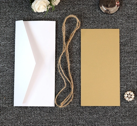 European Laser Cut Wedding Invitation Pearlescent Paper Envelope Kraft Inner Sheet Hemp Rope Bow For Marriage Ceremony