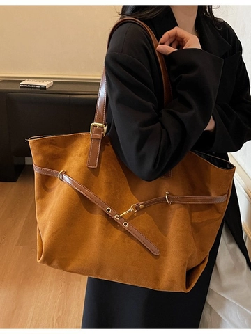 Damen Vintage Große Kapazität PU Leder Tragetasche Matte Textur Schultertasche Retro Pendlertasche Mit Dekorativer Schnalle
