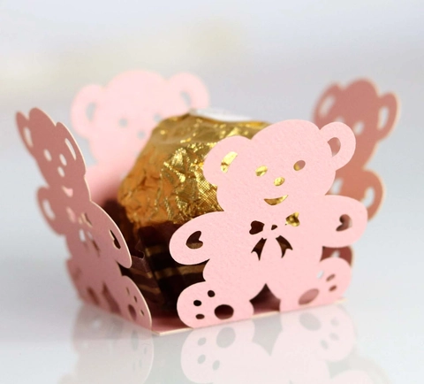 Scatola di Caramelle a Forma di Orso Intagliata al Laser Supporto per Cioccolato in Carta Cava per Matrimonio Festa di Compleanno