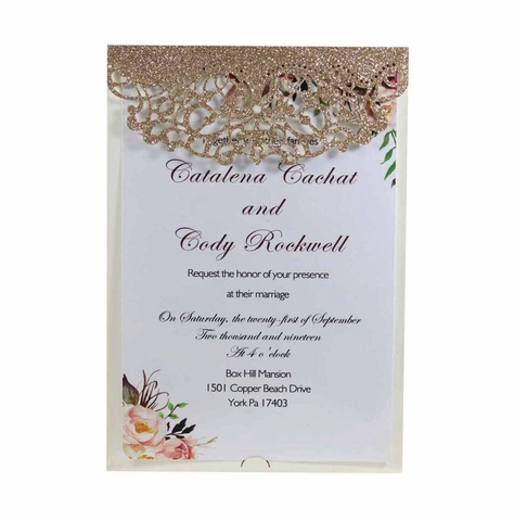 Laser Geschnitten Hochzeit Einladungskarten Glitzer Hohl Aus Blumen Spitze Design Einladungen Für Ehe Verlobung Party Zubehör
