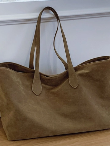 Grand Sac Cabas en PU Pour Femme Style Rétro Minimaliste Texture Daim Sac à Épaule Pour Bureau Travail Quotidien Sac Sous le Bras