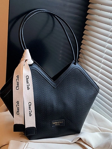 Borsa Tote da Donna in Pelle PU Stile Coreano Grande Capacità Borsa a Tracolla Apertura a V per Lavoro Quotidiano Casual