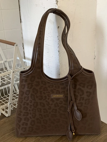 Borsa Tote da Donna con Stampa Leopardata in Pelle PU Grande Capacità Borsa a Tracolla Moda Retro Borsa a Mano per Pendolarismo