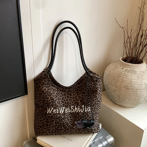 Borsa Tote da Donna con Stampa Leopardata Grande Capacità Borsa a Spalla in Pelle PU Casual Urbana Moda Handbag Quotidiana Pendolare