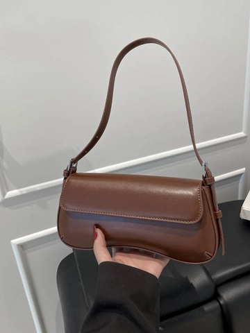 Bolso de Hombro de Piel PU Minimalista Francés para Mujer Bolso Baguette Vintage Color Sólido Bolso Versátil de Diario