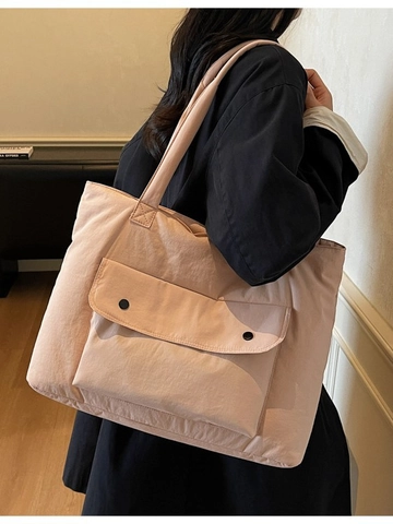 Bolso de Mano de Gran Capacidad para Mujer Acolchado Moda de Invierno Poliéster Bolso de Hombro Color Sólido Casual