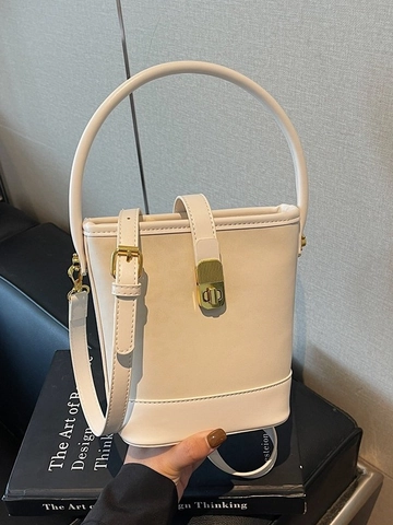 Vintage PU Leather Leopard Print Bucket Bag For Women Fashion Crossbody Shoulder Handbag With Gold Metal Lock Buckle Top Handle