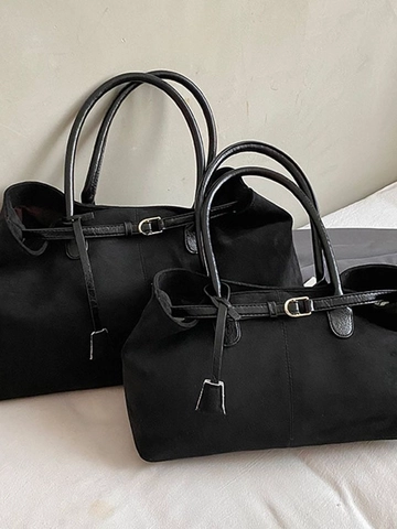 Sac Fourre-Tout Rétro Minimaliste pour Femmes Grande Capacité Sac à Bandoulière en Cuir PU Avec Sangles Décoratives Sac à Main