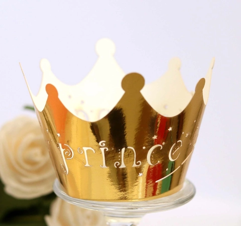 Caissette à Cupcake Découpe Laser Prince Bordure de Gâteau en Papier Couronne Évidée pour Décoration de Table Mariage Anniversaire