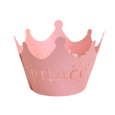 Lasergeschnittene Kronprinz Cupcake Wrapper Ausgehöhlte Papier Tortenbecher Auskleidung Für Hochzeit Geburtstag Party Kuchendekorationen