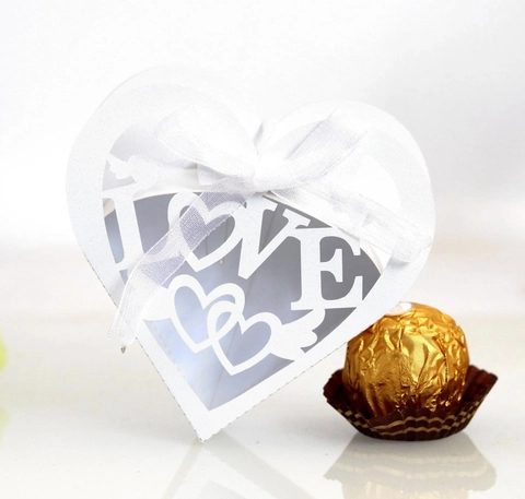 Herzform Lasergeschnitten Hohl Süßigkeitenbox Hochzeit Geschenkverpackung Mit Band Love Muster Perlmuttpapier Schokolade Box