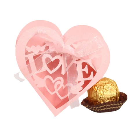 Herzform Lasergeschnitten Hohl Süßigkeitenbox Hochzeit Geschenkverpackung Mit Band Love Muster Perlmuttpapier Schokolade Box