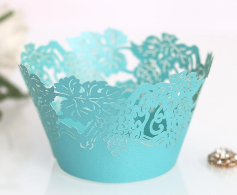 Envoltorios para Cupcake de Papel Perlado Corte Láser Borde Decorativo de Pastel Hueco Para Boda Cumpleaños Fiesta Adorno