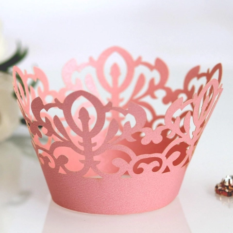 Laser Cut Crown Cupcake Wrappers Hollow Paper Cake Wraps For Wedding Birthday Party Table Decorations Elegant Floral Cupcake Liners
