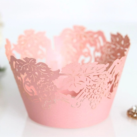 Elegante Lasergeschnittene Cupcake-Manschetten Weinstock Ausgehöhlte Papier-Kuchenrand Für Hochzeit Geburtstag Party Tischdekorationen