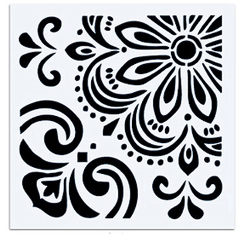 Stencil da Disegno Mandala Floreale in PET Taglio Laser Traforato per Pittura Fai da Te Scrapbooking Decorazioni Casa 14x14cm