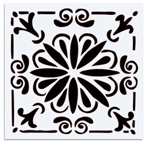 Stencil da Disegno Mandala Floreale in PET Taglio Laser Traforato per Pittura Fai da Te Scrapbooking Decorazioni Casa 14x14cm