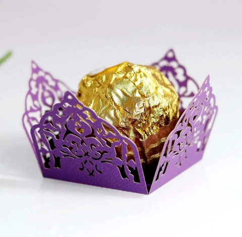 Envoltorios de Chocolate de Papel Cortados al Láser Nacarado Decorativo Encaje Porta Caramelos Para Boda Fiesta Festival Ornamentos
