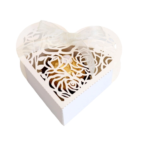 Herzform Laser Geschnitten Hohl Rose Blume Zuckerdose Mit Band Elegante Perlmuttpapier Geschenkbox Hochzeit Party Valentinstag Dekor