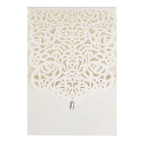 Kit Biglietti Invito Matrimonio Floreali Rosa Taglio Laser Copertine Traforate in Carta Perlata Buste Con Strass per Cerimonia Festa Nozze