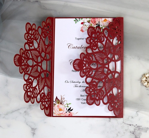 Elegant Laser Cut Wedding Invitation Cards European Pearl Paper Hollow Floral Invitations For Marriage Engagement Party