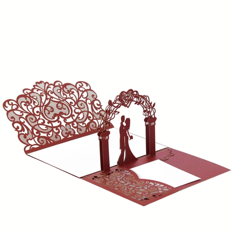 3D Pop Up Wedding Invitations Laser Cut Hollow Heart Bride Groom Design With Envelopes RSVP Cards Pearl Paper Card For Engagement Party Anniversary